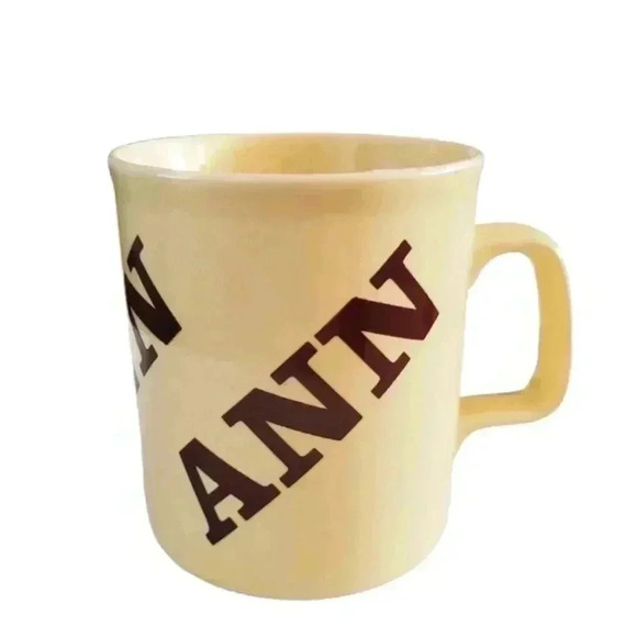 Vintage 70s βAnnβ Mug β Made in England β Retro Brown & Cream - Picture 2 of 7